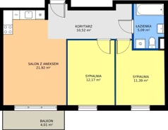 3 pokoje, mieszkanie 60,68 m², piętro 2, oferta nr 47, Wzgórze Krzemionki, Kraków, Podgórze, ul. Jerozolimska 4