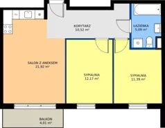 3 pokoje, mieszkanie 60,92 m², piętro 4, oferta nr 55, Wzgórze Krzemionki, Kraków, Podgórze, ul. Jerozolimska 4