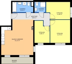 4 pokoje, mieszkanie 83,64 m², piętro 1, oferta nr 1, Wzgórze Krzemionki, Kraków, Podgórze, ul. Jerozolimska 4