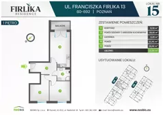 3 pokoje, mieszkanie 53,06 m², piętro 1, oferta nr 13/15, Firlika, Poznań, Piątkowo, Podolany, Ul. Franciszka Firlika 13, 15