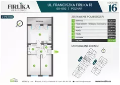 3 pokoje, mieszkanie 59,81 m², piętro 2, oferta nr 13/16, Firlika, Poznań, Piątkowo, Podolany, Ul. Franciszka Firlika 13, 15