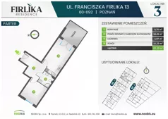 2 pokoje, mieszkanie 43,39 m², parter, oferta nr 13/3, Firlika, Poznań, Piątkowo, Podolany, Ul. Franciszka Firlika 13, 15