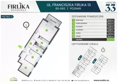 3 pokoje, mieszkanie 60,07 m², piętro 2, oferta nr 13/33, Firlika, Poznań, Piątkowo, Podolany, Ul. Franciszka Firlika 13, 15