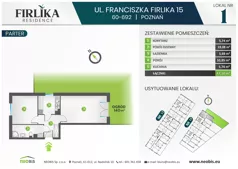 2 pokoje, mieszkanie 47,10 m², parter, oferta nr 15/1, Firlika, Poznań, Piątkowo, Podolany, Ul. Franciszka Firlika 13, 15