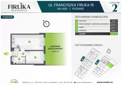 2 pokoje, mieszkanie 41,07 m², parter, oferta nr 15/2, Firlika, Poznań, Piątkowo, Podolany, Ul. Franciszka Firlika 13, 15