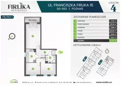 3 pokoje, mieszkanie 56,44 m², piętro 1, oferta nr 15/4, Firlika, Poznań, Piątkowo, Podolany, Ul. Franciszka Firlika 13, 15