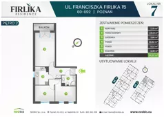 3 pokoje, mieszkanie 56,52 m², piętro 2, oferta nr 15/7, Firlika, Poznań, Piątkowo, Podolany, Ul. Franciszka Firlika 13, 15