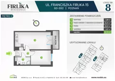 2 pokoje, mieszkanie 40,74 m², piętro 2, oferta nr 15/8, Firlika, Poznań, Piątkowo, Podolany, Ul. Franciszka Firlika 13, 15