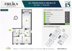 3 pokoje, mieszkanie 56,73 m², piętro 1, oferta nr 15/15, Firlika, Poznań, Piątkowo, Podolany, Ul. Franciszka Firlika 13, 15