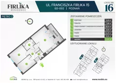 3 pokoje, mieszkanie 55,85 m², piętro 2, oferta nr 15/16, Firlika, Poznań, Piątkowo, Podolany, Ul. Franciszka Firlika 13, 15