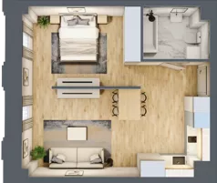 2 pokoje, mieszkanie 45,25 m², piętro 1, oferta nr A_01_02, Kolejova 1, Poznań, Grunwald, Łazarz, ul. Kolejowa 1/3