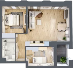 3 pokoje, apartament 56,38 m², piętro 1, oferta nr A_01_03, Kolejova 1, Poznań, Grunwald, Łazarz, ul. Kolejowa 1/3