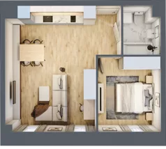 2 pokoje, mieszkanie 44,30 m², piętro 1, oferta nr A_01_08, Kolejova 1, Poznań, Grunwald, Łazarz, ul. Kolejowa 1/3