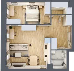 2 pokoje, mieszkanie 51,87 m², piętro 1, oferta nr A_01_11, Kolejova 1, Poznań, Grunwald, Łazarz, ul. Kolejowa 1/3