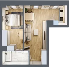 2 pokoje, mieszkanie 43,63 m², piętro 1, oferta nr A_01_12, Kolejova 1, Poznań, Grunwald, Łazarz, ul. Kolejowa 1/3