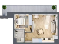 2 pokoje, mieszkanie 40,74 m², piętro 2, oferta nr A_02_13, Kolejova 1, Poznań, Grunwald, Łazarz, ul. Kolejowa 1/3