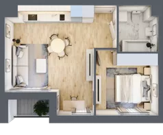 2 pokoje, mieszkanie 39,32 m², piętro 2, oferta nr A_02_21, Kolejova 1, Poznań, Grunwald, Łazarz, ul. Kolejowa 1/3
