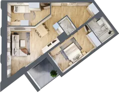 3 pokoje, apartament 66,51 m², piętro 1, oferta nr B_01_01, Kolejova 1, Poznań, Grunwald, Łazarz, ul. Kolejowa 1/3