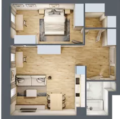 2 pokoje, mieszkanie 54,16 m², piętro 1, oferta nr B_01_05, Kolejova 1, Poznań, Grunwald, Łazarz, ul. Kolejowa 1/3