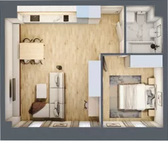 2 pokoje, mieszkanie 45,89 m², piętro 1, oferta nr B_01_06, Kolejova 1, Poznań, Grunwald, Łazarz, ul. Kolejowa 1/3
