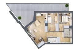 3 pokoje, apartament 69,79 m², piętro 2, oferta nr B_02_16, Kolejova 1, Poznań, Grunwald, Łazarz, ul. Kolejowa 1/3