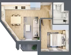 2 pokoje, mieszkanie 34,83 m², piętro 3, oferta nr B_03_35, Kolejova 1, Poznań, Grunwald, Łazarz, ul. Kolejowa 1/3