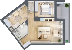 3 pokoje, apartament 69,42 m², piętro 1, oferta nr C_01_03, Kolejova 1, Poznań, Grunwald, Łazarz, ul. Kolejowa 1/3