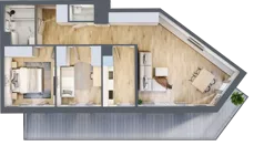 3 pokoje, apartament 70,22 m², piętro 1, oferta nr C_01_04, Kolejova 1, Poznań, Grunwald, Łazarz, ul. Kolejowa 1/3