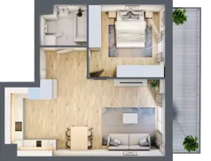 2 pokoje, mieszkanie 51,23 m², piętro 1, oferta nr C_01_07, Kolejova 1, Poznań, Grunwald, Łazarz, ul. Kolejowa 1/3