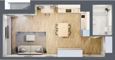 1 pokój, mieszkanie 39,62 m², piętro 1, oferta nr C_01_08, Kolejova 1, Poznań, Grunwald, Łazarz, ul. Kolejowa 1/3