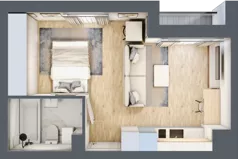 1 pokój, mieszkanie 30,68 m², piętro 2, oferta nr C_02_09, Kolejova 1, Poznań, Grunwald, Łazarz, ul. Kolejowa 1/3