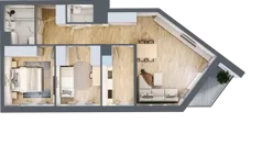 3 pokoje, apartament 65,16 m², piętro 2, oferta nr C_02_12, Kolejova 1, Poznań, Grunwald, Łazarz, ul. Kolejowa 1/3