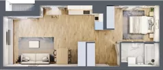 2 pokoje, mieszkanie 49,87 m², piętro 2, oferta nr C_02_16, Kolejova 1, Poznań, Grunwald, Łazarz, ul. Kolejowa 1/3