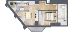 2 pokoje, mieszkanie 42,70 m², piętro 1, oferta nr D_01_01, Kolejova 1, Poznań, Grunwald, Łazarz, ul. Kolejowa 1/3