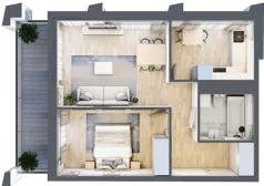 2 pokoje, mieszkanie 48,21 m², piętro 1, oferta nr D_01_03, Kolejova 1, Poznań, Grunwald, Łazarz, ul. Kolejowa 1/3
