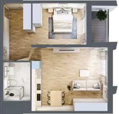 2 pokoje, mieszkanie 54,35 m², piętro 1, oferta nr D_01_04, Kolejova 1, Poznań, Grunwald, Łazarz, ul. Kolejowa 1/3
