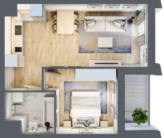 2 pokoje, mieszkanie 37,86 m², piętro 1, oferta nr D_01_08, Kolejova 1, Poznań, Grunwald, Łazarz, ul. Kolejowa 1/3