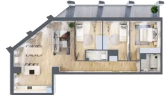 4 pokoje, mieszkanie 91,25 m², piętro 2, oferta nr D_02_13, Kolejova 1, Poznań, Grunwald, Łazarz, ul. Kolejowa 1/3