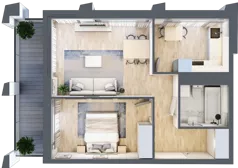 2 pokoje, mieszkanie 48,21 m², piętro 2, oferta nr D_02_14, Kolejova 1, Poznań, Grunwald, Łazarz, ul. Kolejowa 1/3