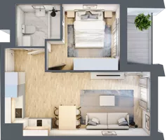 2 pokoje, mieszkanie 37,14 m², piętro 2, oferta nr D_02_21, Kolejova 1, Poznań, Grunwald, Łazarz, ul. Kolejowa 1/3