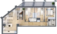 4 pokoje, mieszkanie 91,25 m², piętro 3, oferta nr D_03_24, Kolejova 1, Poznań, Grunwald, Łazarz, ul. Kolejowa 1/3