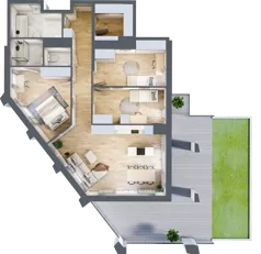 4 pokoje, mieszkanie 100,87 m², piętro 5, oferta nr D_05_46, Kolejova 1, Poznań, Grunwald, Łazarz, ul. Kolejowa 1/3