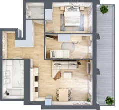 3 pokoje, apartament 68,44 m², piętro 5, oferta nr D_05_51, Kolejova 1, Poznań, Grunwald, Łazarz, ul. Kolejowa 1/3