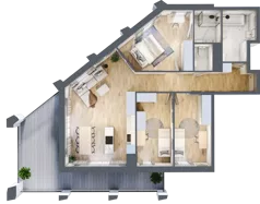 4 pokoje, mieszkanie 93,96 m², piętro 6, oferta nr D_06_53, Kolejova 1, Poznań, Grunwald, Łazarz, ul. Kolejowa 1/3