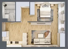 2 pokoje, mieszkanie 48,48 m², piętro 1, oferta nr U-B-01-09, Kolejova 1, Poznań, Grunwald, Łazarz, ul. Kolejowa 1/3