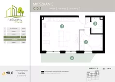 2 pokoje, mieszkanie 40,89 m², parter, oferta nr C.0.1, Parkowa Aura, Wrocław, Maślice, Fabryczna, Aleja Śliwowa 48a
