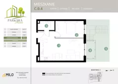 2 pokoje, mieszkanie 46,46 m², parter, oferta nr C.0.4, Parkowa Aura, Wrocław, Maślice, Fabryczna, Aleja Śliwowa 48a
