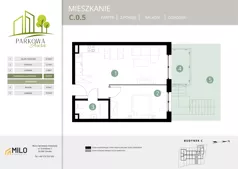 2 pokoje, mieszkanie 43,81 m², parter, oferta nr C.0.5, Parkowa Aura, Wrocław, Maślice, Fabryczna, Aleja Śliwowa 48a