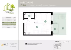 2 pokoje, mieszkanie 43,58 m², piętro 1, oferta nr C.1.30, Parkowa Aura, Wrocław, Maślice, Fabryczna, Aleja Śliwowa 48a