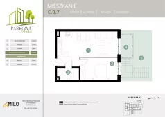 2 pokoje, mieszkanie 43,93 m², piętro 1, oferta nr C.1.33, Parkowa Aura, Wrocław, Maślice, Fabryczna, Aleja Śliwowa 48a